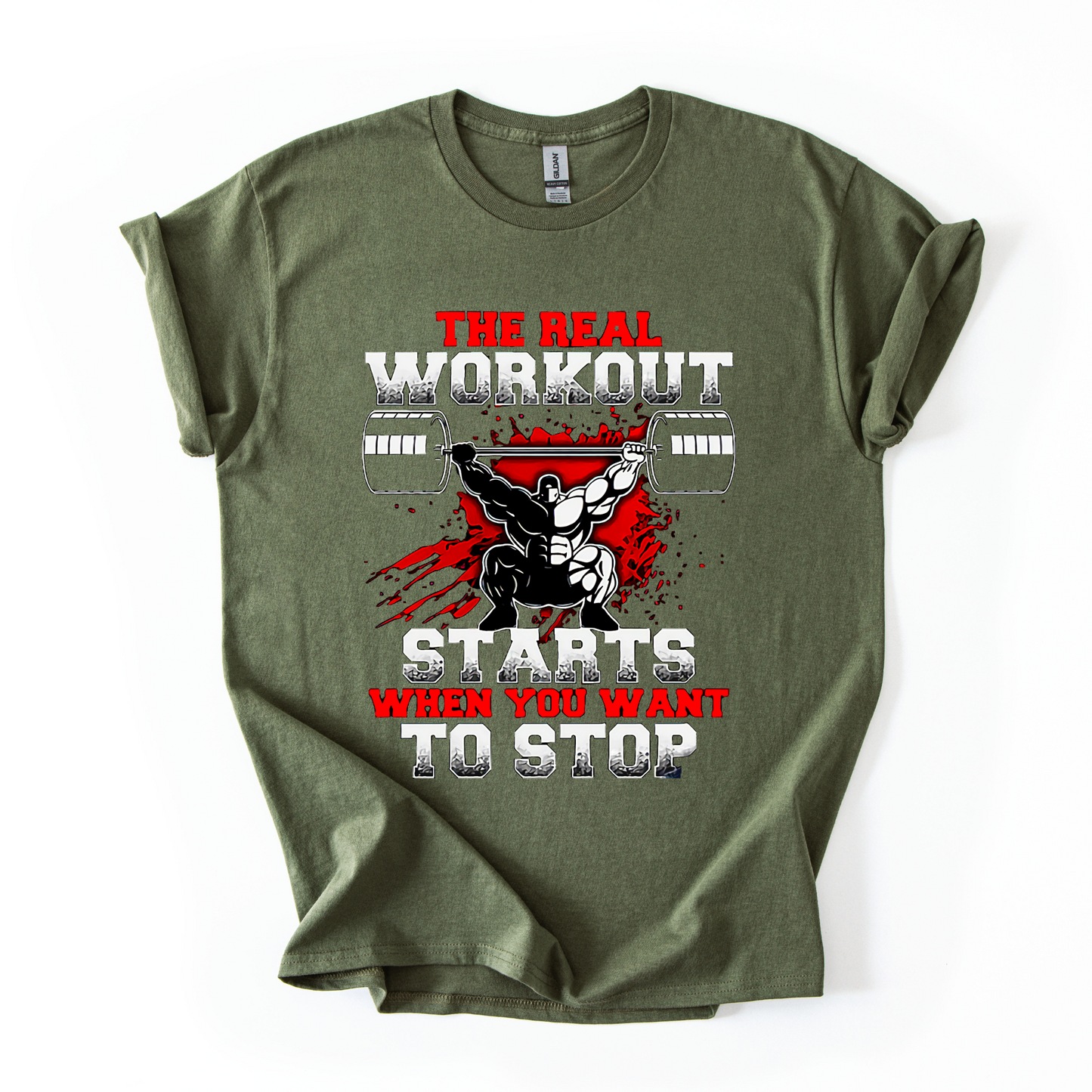 The Real Workout Starts When You Want to Stop – Men's Gym T-Shirt