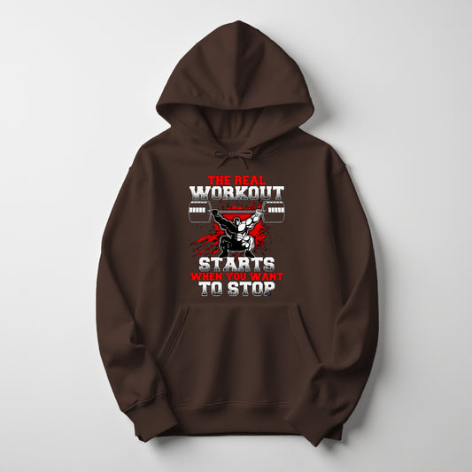 The Real Workout Starts When You Want To Stop | Men’s Gym Hoodie
