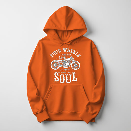 Four Wheels Move the Body, Two Wheels Move the Soul | Men’s Biker Hoodie